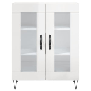 Credenza Bianco Lucido 69,5x34x180 cm in Legno Multistrato 3198067
