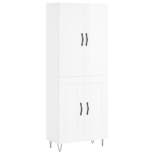 Credenza Bianco Lucido 69,5x34x180 cm in Legno Multistrato 3198075