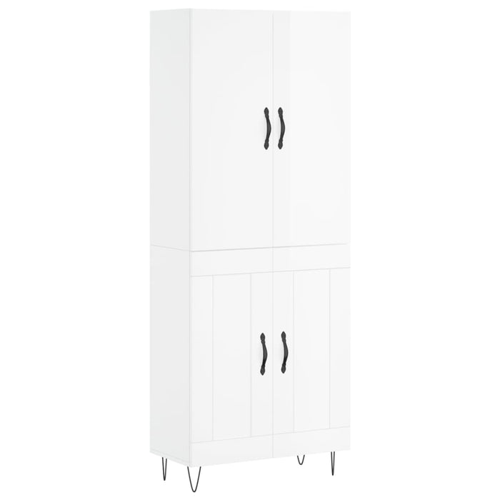 Credenza Bianco Lucido 69,5x34x180 cm in Legno Multistrato 3198075
