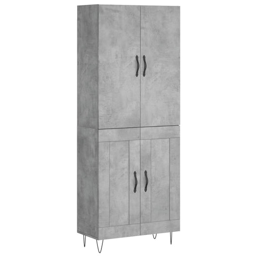 vidaXL Credenza Grigio Cemento 69,5x34x180 cm in Legno Multistrato