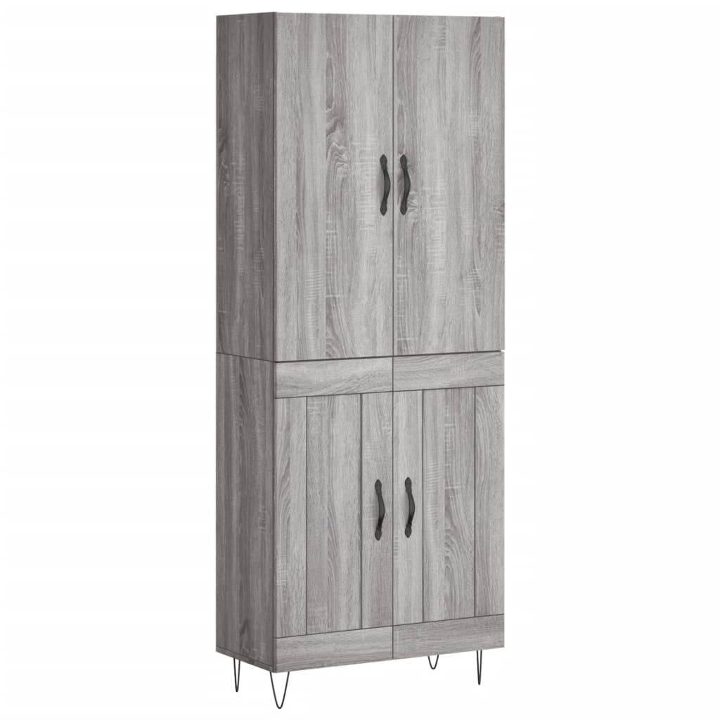 vidaXL Credenza Grigio Sonoma 69,5x34x180 cm in Legno Multistrato