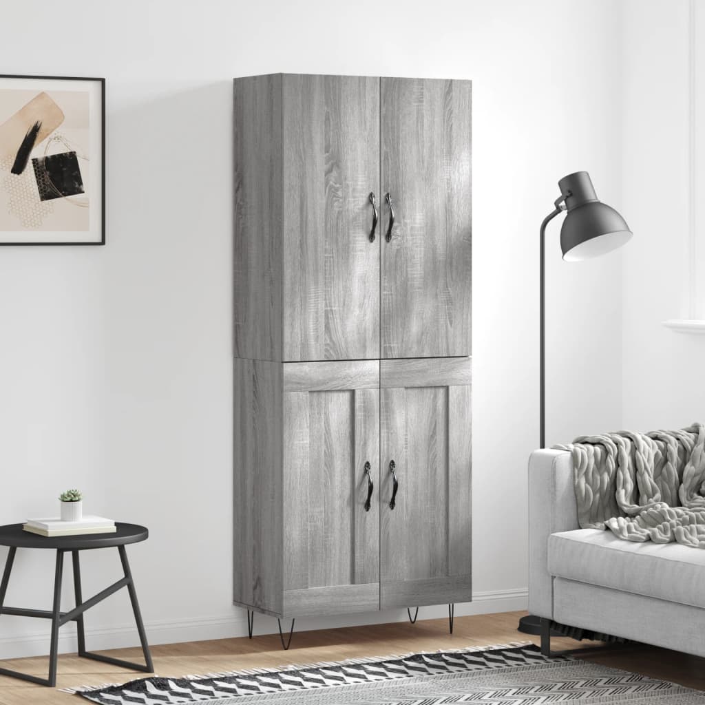 vidaXL Credenza Grigio Sonoma 69,5x34x180 cm in Legno Multistrato