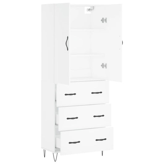 Credenza cassettiera cassettiera mobile contenitore organizer cucina soggiorno soggiorno alto 69,5 x 34 x 180 cm derivati ​​del legno bianco 02_0032573