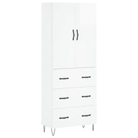 Credenza Bianco Lucido 69,5x34x180 cm in Legno Multistrato 3198083