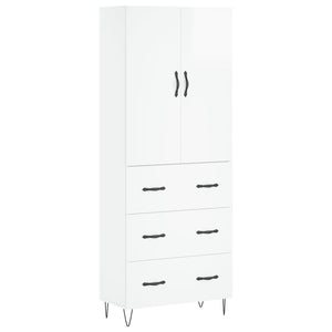 Credenza Bianco Lucido 69,5x34x180 cm in Legno Multistrato 3198083