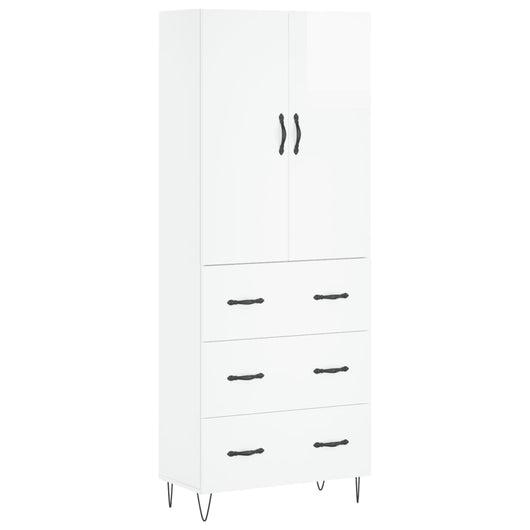 Credenza Bianco Lucido 69,5x34x180 cm in Legno Multistrato 3198083