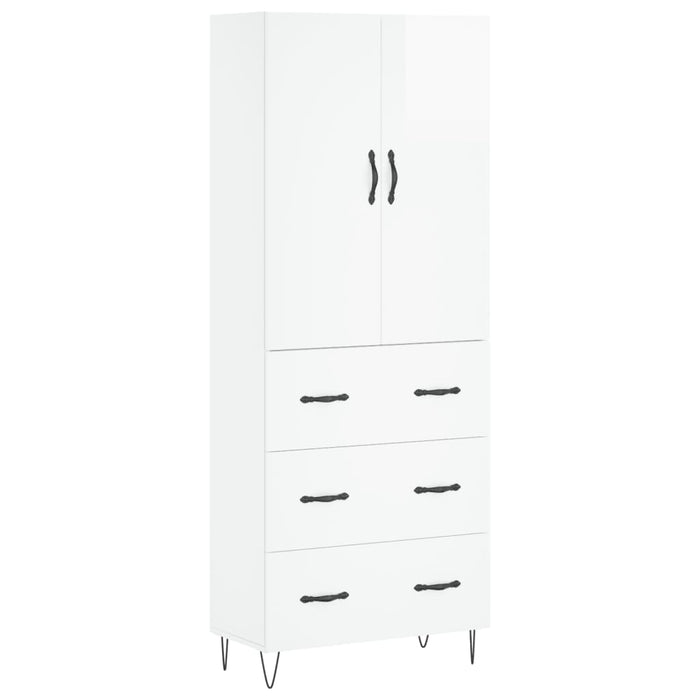 Credenza Bianco Lucido 69,5x34x180 cm in Legno Multistrato 3198083