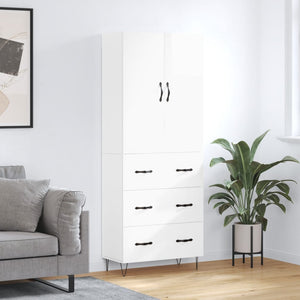 Credenza Bianco Lucido 69,5x34x180 cm in Legno Multistratocod mxl 131421