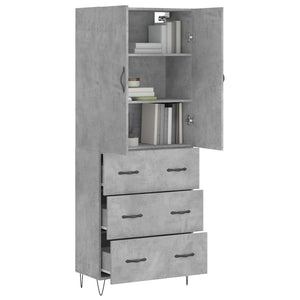 Credenza-Buffet-Armadio da cucina Grigio Cemento 69,5x34x180 cm in Legno Multistrato 875895