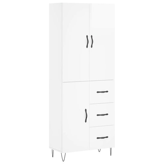 Credenza Bianco Lucido 69,5x34x180 cm in Legno Multistratocod mxl 83509