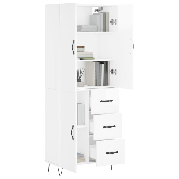 Credenza Bianco Lucido 69,5x34x180 cm in Legno Multistratocod mxl 83509