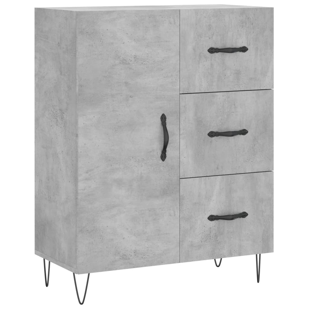 Credenza-Buffet-Armadio da cucina Grigio Cemento 69,5x34x180 cm in Legno Multistrato 847481