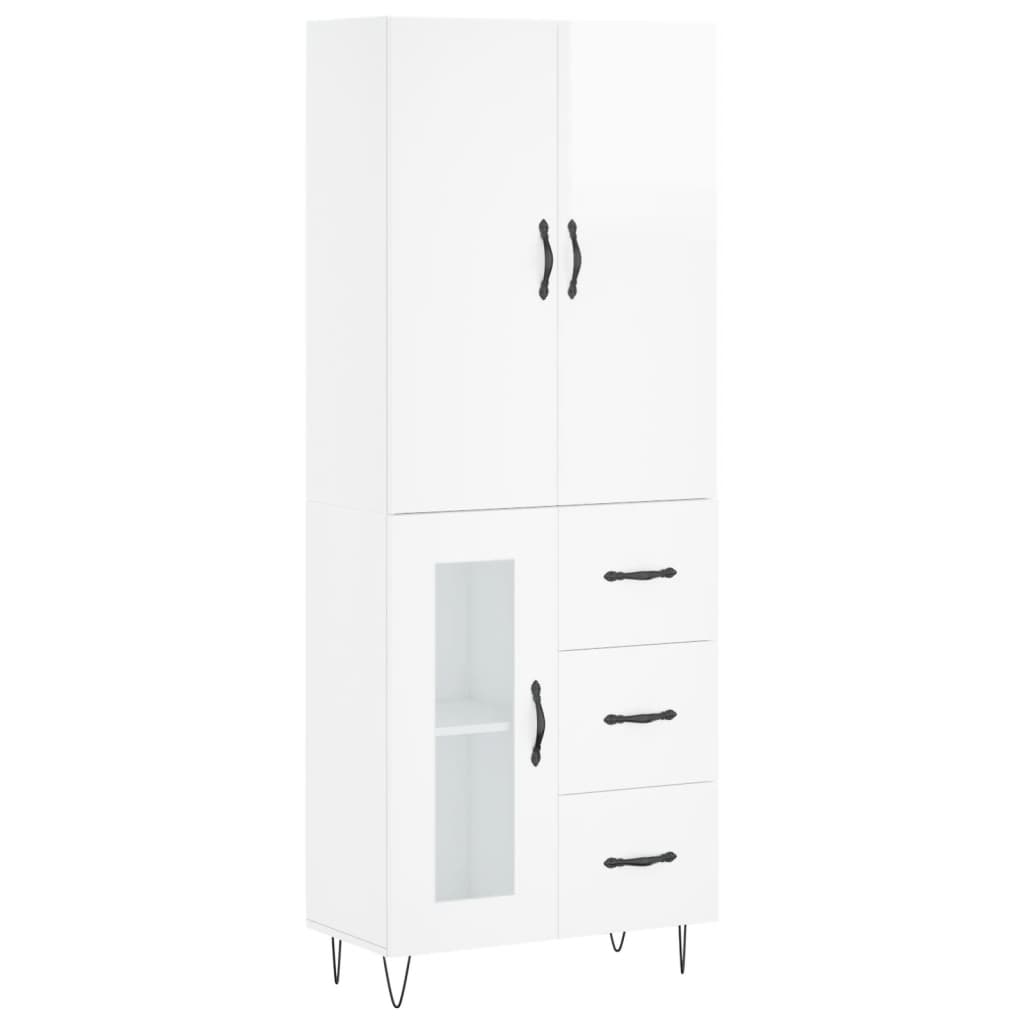 Credenza Bianco Lucido 69,5x34x180 cm in Legno Multistrato 3198099
