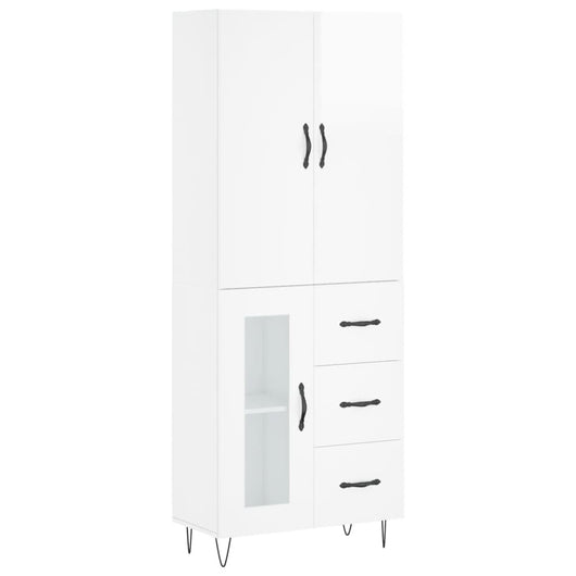 Credenza Bianco Lucido 69,5x34x180 cm in Legno Multistrato 3198099