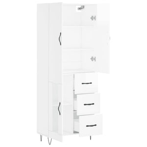Credenza Bianco Lucido 69,5x34x180 cm in Legno Multistrato 3198099