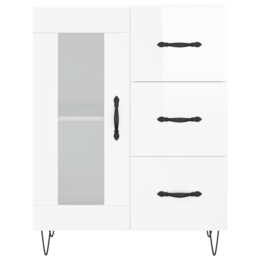 Credenza Bianco Lucido 69,5x34x180 cm in Legno Multistrato 3198099