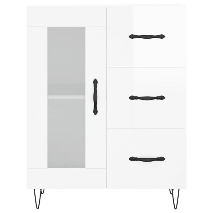 Credenza Bianco Lucido 69,5x34x180 cm in Legno Multistrato 3198099