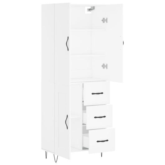 Credenza cassettiera mobile contenitore organizer cucina soggiorno salotto alto 695 x 34 x 180 cm legno ingegnerizzato bianco 02_0032644