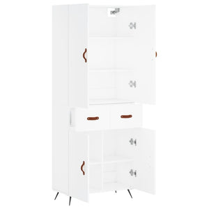 Credenza cassettiera mobile contenitore organizer cucina soggiorno salotto alto 695 x 34 x 180 cm legno ingegnerizzato bianco 02_0032671