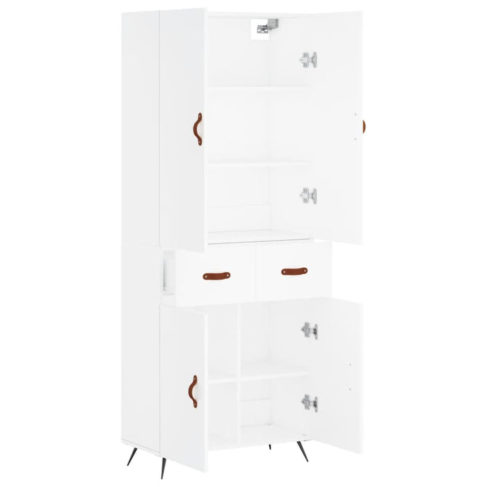 Credenza cassettiera mobile contenitore organizer cucina soggiorno salotto alto 695 x 34 x 180 cm legno ingegnerizzato bianco 02_0032671