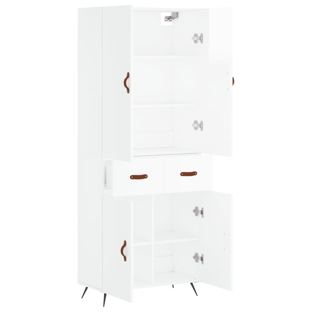 Credenza Bianco Lucido 69,5x34x180 cm in Legno Multistrato 3198123