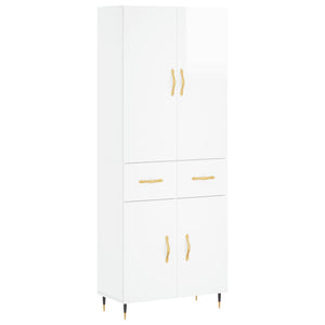 Credenza Bianco Lucido 69,5x34x180 cm in Legno Multistrato 3198131