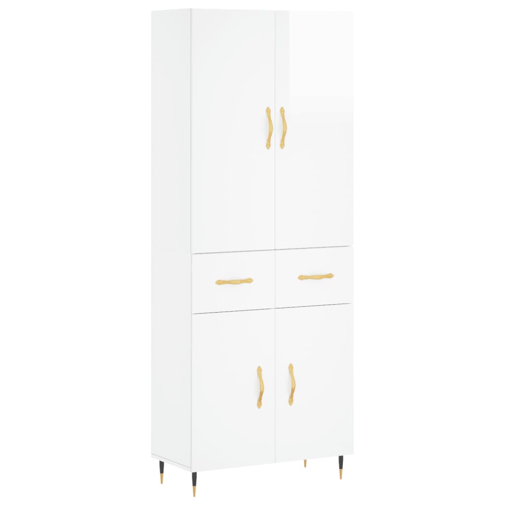 Credenza Bianco Lucido 69,5x34x180 cm in Legno Multistratocod mxl 125645