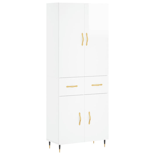 Credenza Bianco Lucido 69,5x34x180 cm in Legno Multistratocod mxl 125645