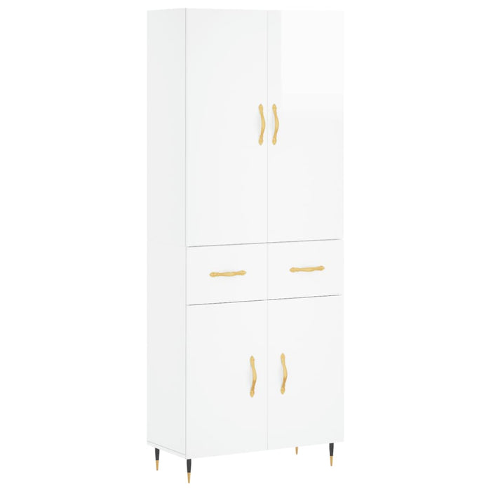 Credenza Bianco Lucido 69,5x34x180 cm in Legno Multistratocod mxl 125645