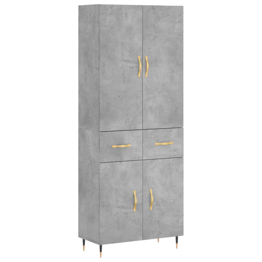 vidaXL Credenza Grigio Cemento 69,5x34x180 cm in Legno Multistrato