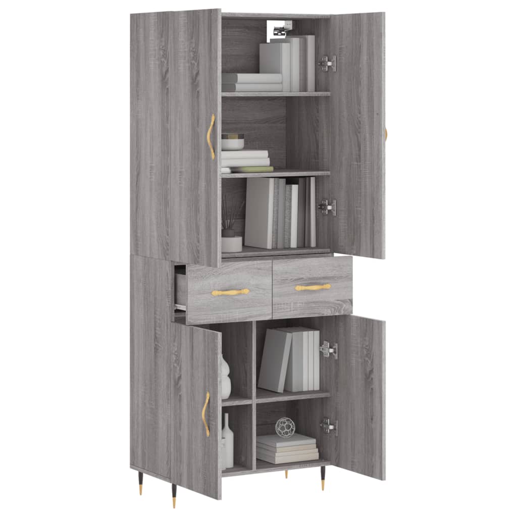 Credenza Grigio Sonoma 69,5x34x180 cm in Legno Multistrato 3198135