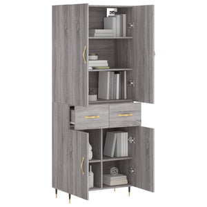 Credenza Grigio Sonoma 69,5x34x180 cm in Legno Multistrato 3198135