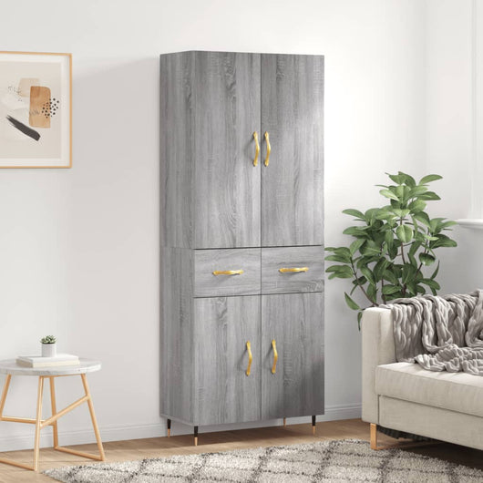 Credenza Grigio Sonoma 69,5x34x180 cm in Legno Multistrato 3198135