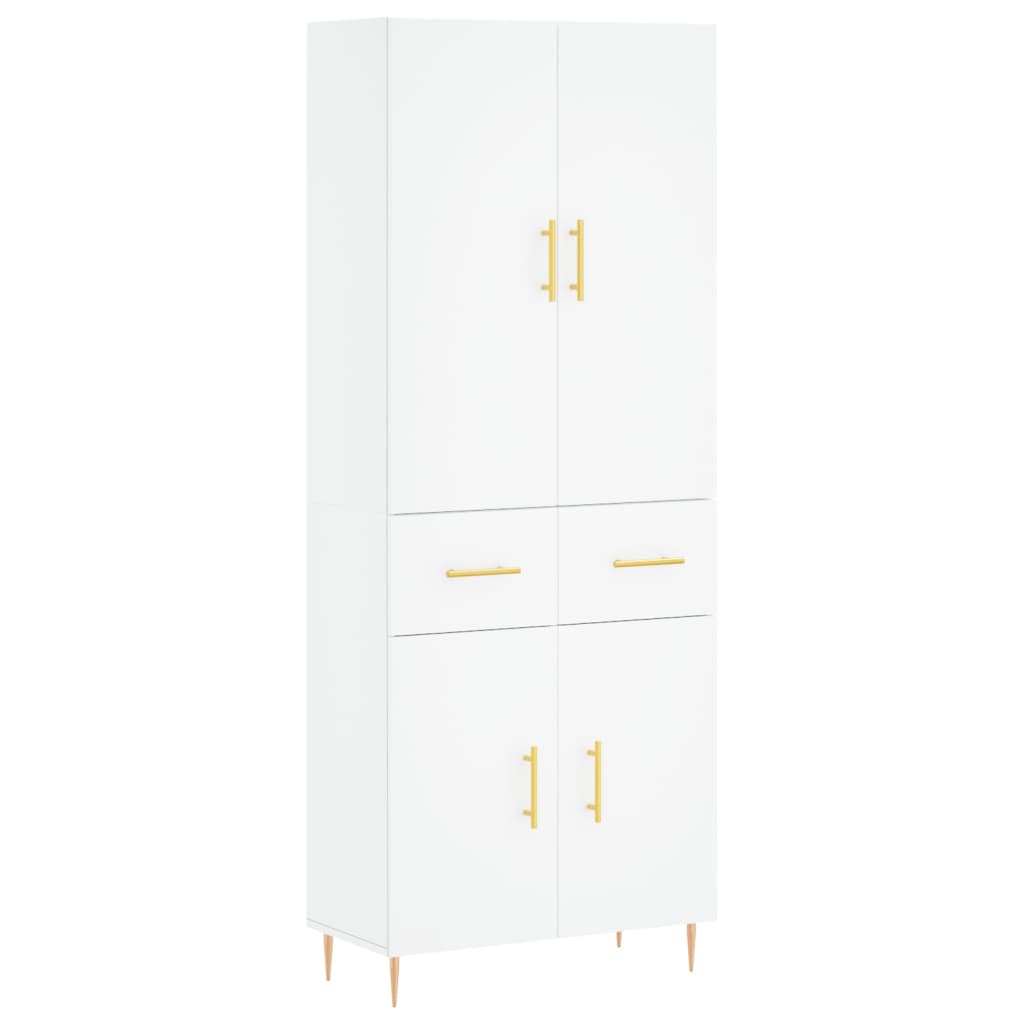 Credenza cassettiera mobile contenitore organizer cucina soggiorno salotto alto 695 x 34 x 180 cm legno ingegnerizzato bianco 02_0032665