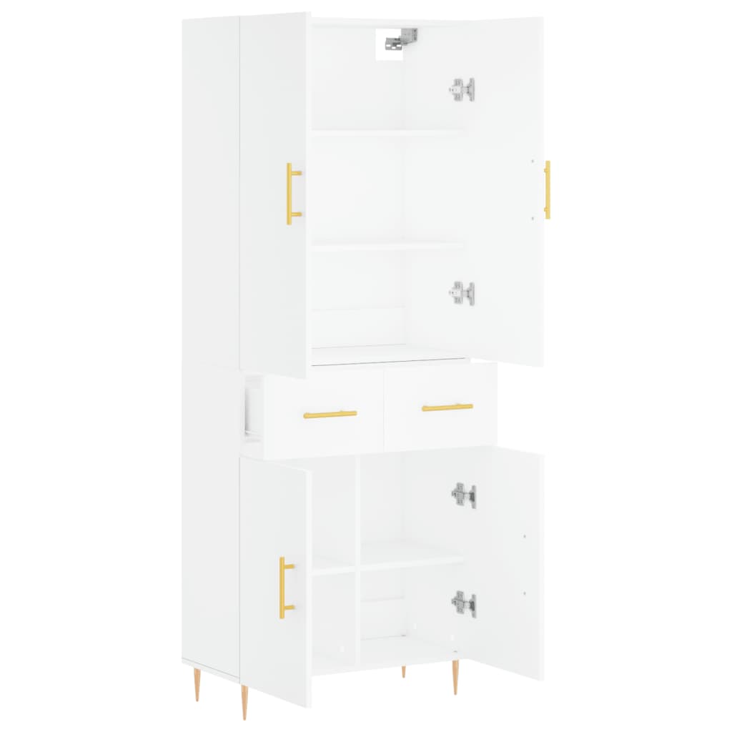 Credenza cassettiera mobile contenitore organizer cucina soggiorno salotto alto 695 x 34 x 180 cm legno ingegnerizzato bianco 02_0032665
