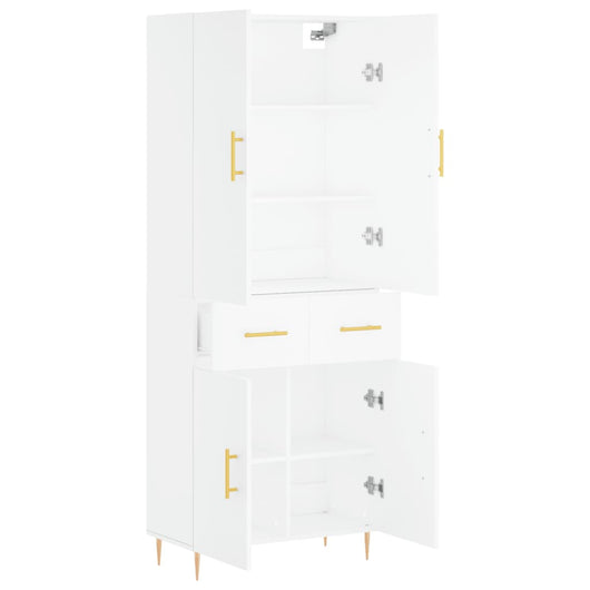 Credenza cassettiera mobile contenitore organizer cucina soggiorno salotto alto 695 x 34 x 180 cm legno ingegnerizzato bianco 02_0032665