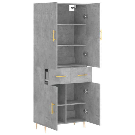 Credenza cassettiera mobile contenitore organizer cucina soggiorno salotto alto 695 x 34 x 180 cm legno ingegnerizzato grigio 02_0034666