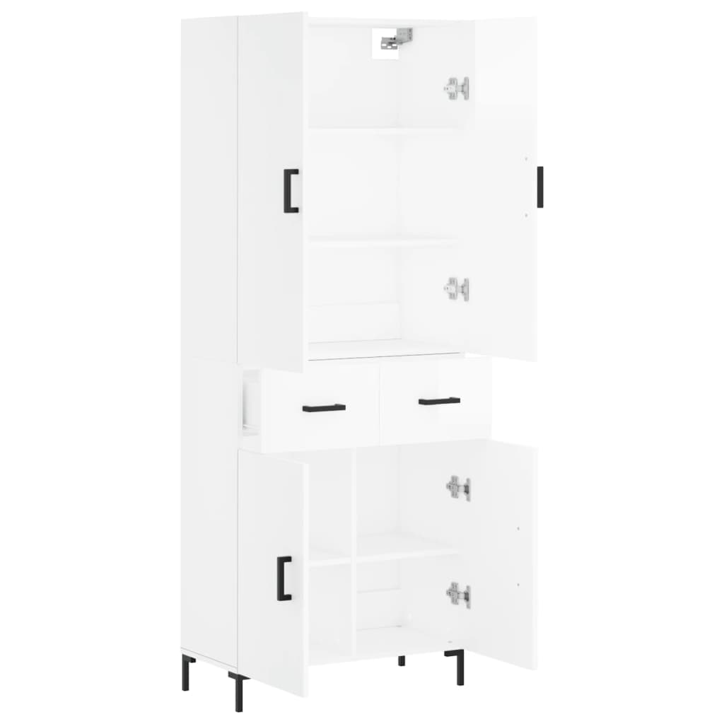 Credenza Bianco Lucido 69,5x34x180 cm in Legno Multistrato 3198147