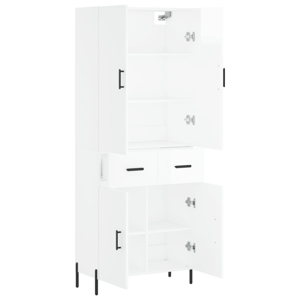 Credenza Bianco Lucido 69,5x34x180 cm in Legno Multistrato 3198155