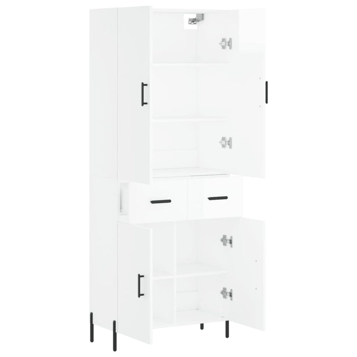 Credenza Bianco Lucido 69,5x34x180 cm in Legno Multistrato 3198155