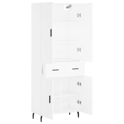 Credenza cassettiera mobile contenitore organizer cucina soggiorno salotto alto 695 x 34 x 180 cm legno ingegnerizzato bianco 02_0032651