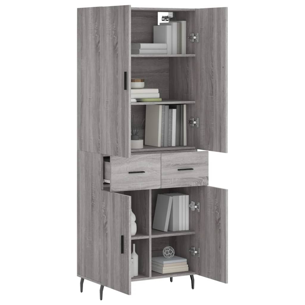 Credenza Grigio Sonoma 69,5x34x180 cm in Legno Multistrato 3198167