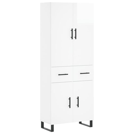 Credenza Bianco Lucido 69,5x34x180 cm in Legno Multistrato 3198171