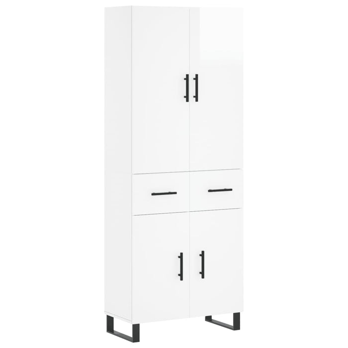 Credenza Bianco Lucido 69,5x34x180 cm in Legno Multistrato 3198171