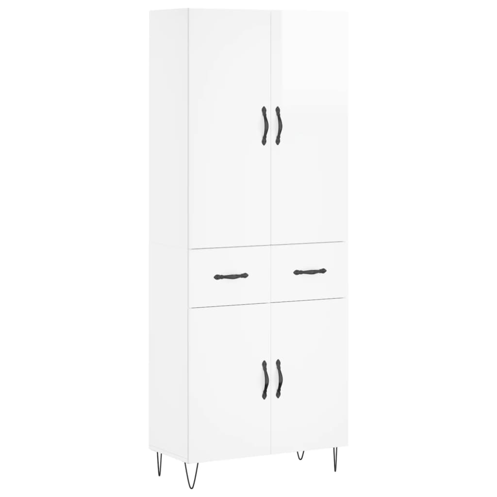 Credenza Bianco Lucido 69,5x34x180 cm in Legno Multistrato 3198179