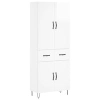 Credenza Bianco Lucido 69,5x34x180 cm in Legno Multistrato 3198179