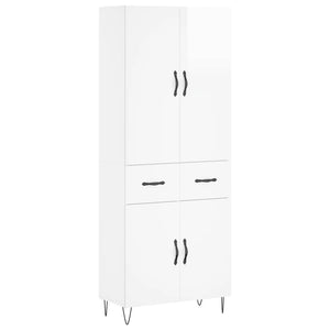 Credenza Bianco Lucido 69,5x34x180 cm in Legno Multistrato 3198179