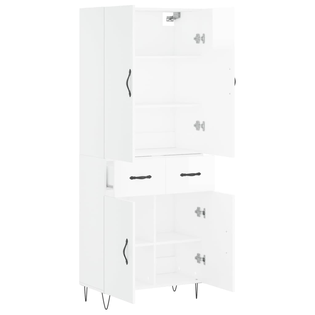 Credenza Bianco Lucido 69,5x34x180 cm in Legno Multistrato 3198179