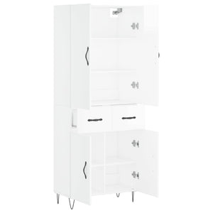 Credenza Bianco Lucido 69,5x34x180 cm in Legno Multistrato 3198179