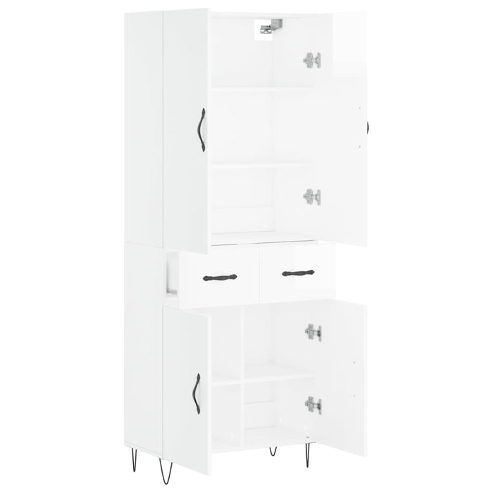 Credenza Bianco Lucido 69,5x34x180 cm in Legno Multistrato 3198179